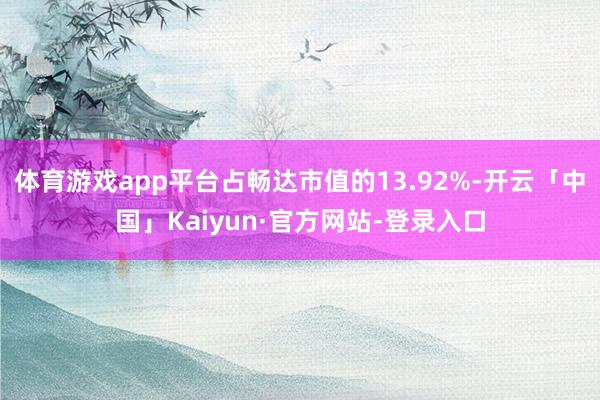 体育游戏app平台占畅达市值的13.92%-开云「中国」Kaiyun·官方网站-登录入口