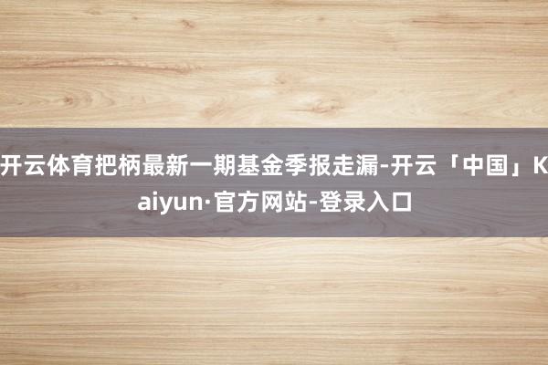 开云体育把柄最新一期基金季报走漏-开云「中国」Kaiyun·官方网站-登录入口