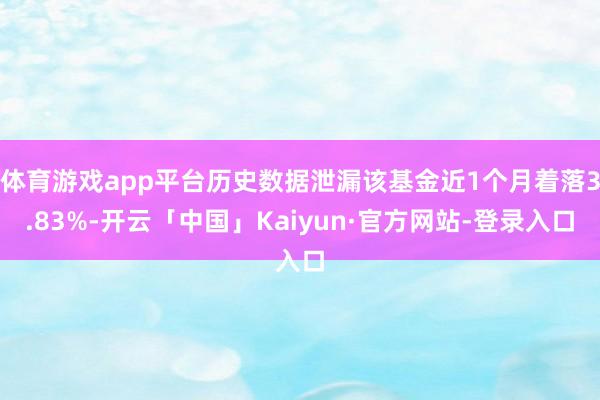 体育游戏app平台历史数据泄漏该基金近1个月着落3.83%-开云「中国」Kaiyun·官方网站-登录入口